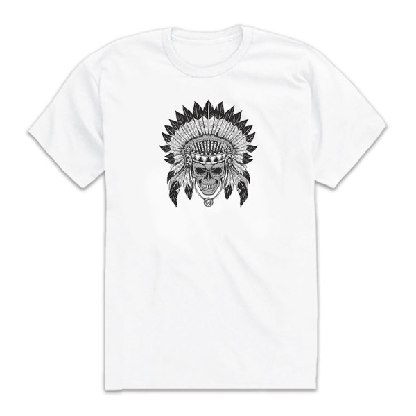 INDIAN SKULL унисекс / мъжка тениска с директен цветен принт